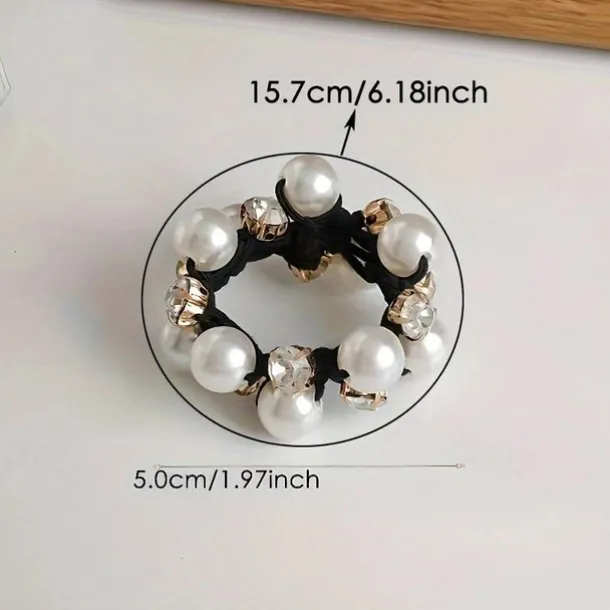 Vintage Glam Scrunchie Set - Faux Pearl & Rhinestone Detail, Comfort Hold for Trendy Hairstyles