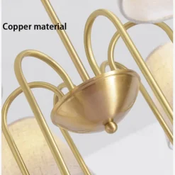 Vintage Gold Brass 6/8/10-Lights Sputnik Chandelier Unique Flared Fabric Shade During Light Unique Metal Gooseneck Ceiling Lamp for Living Room Hallway-Copper