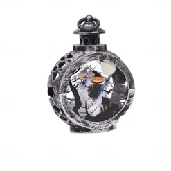 Vintage Halloween Decoration Lantern Electronic Candle Light Lighted Ghost Night Light, LED Light Up Pumpkin Light Ghost Festival Creative Decoration Props Hand-Held Small Oil Lamp 1pc