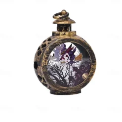 Vintage Halloween Decoration Lantern Electronic Candle Light Lighted Ghost Night Light, LED Light Up Pumpkin Light Ghost Festival Creative Decoration Props Hand-Held Small Oil Lamp 1pc