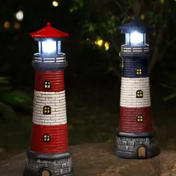 Vintage Lighthouse Outdoor Garden Waterproof Solar Resin Lighthouse Decoration Courtyard Light Landscape Light Projection Light Spot Light