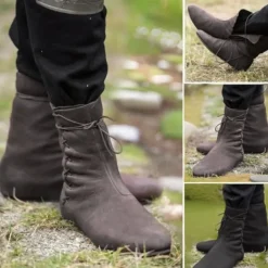 Vintage Medieval Renaissance Shoes Flat Jazz Boots Turn Shoes Pirate Viking Ranger Archery Solid Colored Fancy Dress Men's Women's Unisex Celtic Pirate Fantasy Halloween Carnival Masquerade