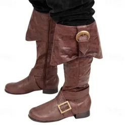 Vintage Medieval Renaissance Shoes Flat Jazz Boots Pirate Viking Crusader Solid Colored Fancy Dress Men's Women's Unisex Celtic Pirate Steampunk Halloween Carnival Masquerade Performance LARP Ren