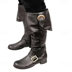 Vintage Medieval Renaissance Shoes Flat Jazz Boots Pirate Viking Crusader Solid Colored Fancy Dress Men's Women's Unisex Celtic Pirate Steampunk Halloween Carnival Masquerade Performance LARP Ren