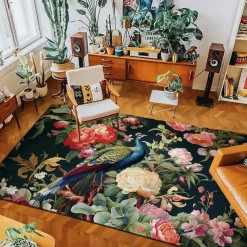 Vintage Peacock Area Rug Kitchen Mat Non-Slip Oil Proof Floor Mat Livingroom Rug Indoor Outdoor Mat Bedroom Decor Bathroom Mat Entrance Rug Door Mat