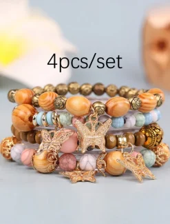 Vintage Style Ball Fashion Personalized Wood Bracelet Jewelry Light Mix / Yellow / Army Green For Holiday