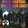 Voice Control with Sound Halloween Colorful Gradient Witch Ghost Atmosphere Layout Scene Decoration Props Lawn Floor Lamp