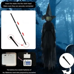 Voice Control with Sound Halloween Colorful Gradient Witch Ghost Atmosphere Layout Scene Decoration Props Lawn Floor Lamp