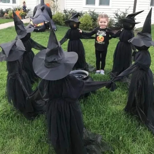 Voice Control with Sound Halloween Colorful Gradient Witch Ghost Atmosphere Layout Scene Decoration Props Lawn Floor Lamp