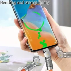 120W 3 in 1 Super Fast Charging Cable Micro USB Type c Gaming180° Rotating Data Cable For Huawei Smart Phone Silicone Cable