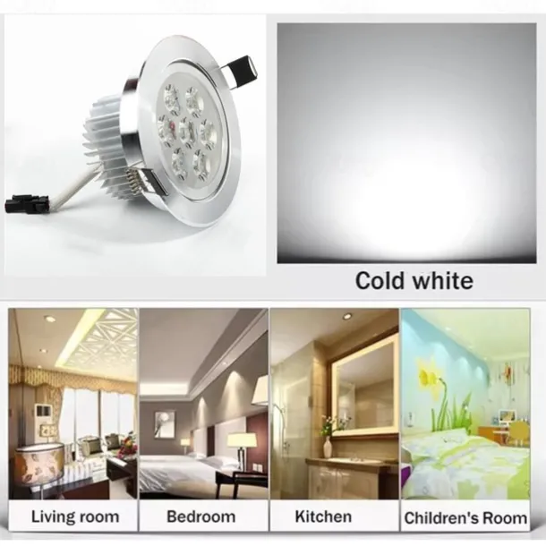 7W 7 LEDs Recessed LED Downlights Ceiling Lights, Warm White/Cold White, 85-265V for Home/Office Easy Install 1pc