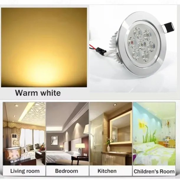 7W 7 LEDs Recessed LED Downlights Ceiling Lights, Warm White/Cold White, 85-265V for Home/Office Easy Install 1pc