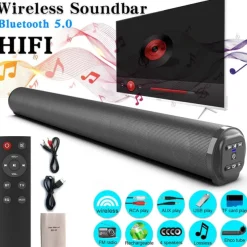 20W Bluetooth Speaker Compatible Home Surround SoundBar Enjoy Theater-Quality Audio for Your TV or PC
