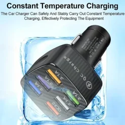 75W Fast Charging 6-Ports QC3.0 & 5 USB 15A Car Charger Adapter Fast Charging Portable Phone Adapter For Android Charger