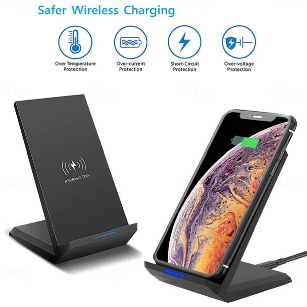 15W Fast Wireless Charger Qi Certified Wireless Charging Stand Compatible with iPhone 13/12/SE 2020/11/XS Max/XR/X Samsung Galaxy S22 S21 S20 S10 Note 20 and Qi Supported Phones