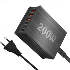 200W GaN Charging Station 6-Port USB C Charger Quick Charge QC PD 3.0 Type C Fast USB Charger For iPhone 15 14 13 12 Pro MacBook