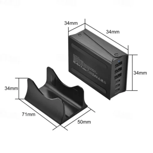 200W GaN Charging Station 6-Port USB C Charger Quick Charge QC PD 3.0 Type C Fast USB Charger For iPhone 15 14 13 12 Pro MacBook