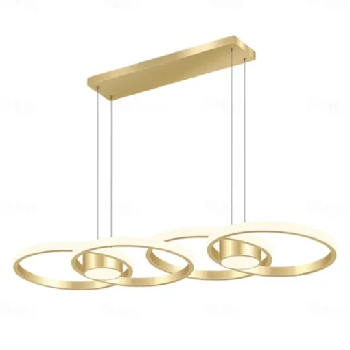 80W LED Ceiling Light Four Circle Adjustable Height Led Modern Restaurant Ceiling Light Gold and Black Suitable for Dining Room and Bedroom AC110V AC220V