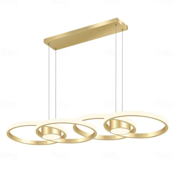 80W LED Ceiling Light Four Circle Adjustable Height Led Modern Restaurant Ceiling Light Gold and Black Suitable for Dining Room and Bedroom AC110V AC220V