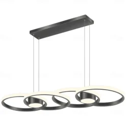 80W LED Ceiling Light Four Circle Adjustable Height Led Modern Restaurant Ceiling Light Gold and Black Suitable for Dining Room and Bedroom AC110V AC220V