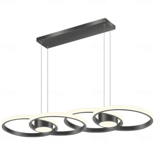 80W LED Ceiling Light Four Circle Adjustable Height Led Modern Restaurant Ceiling Light Gold and Black Suitable for Dining Room and Bedroom AC110V AC220V