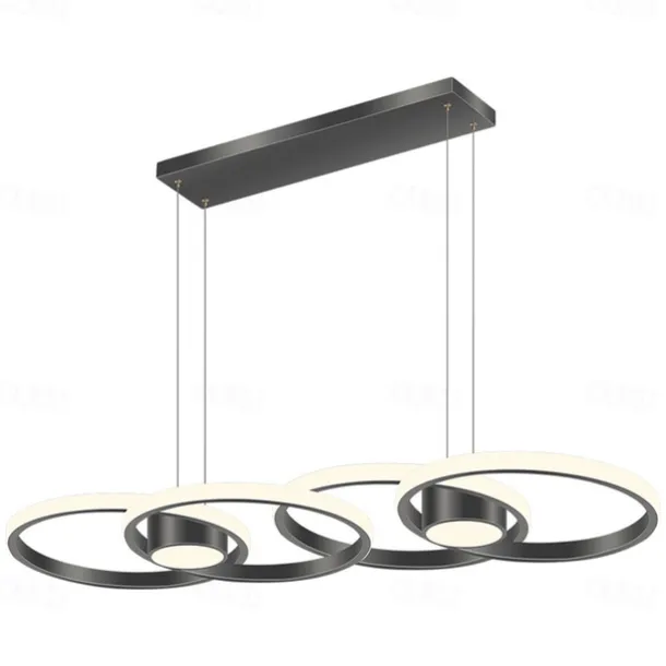 80W LED Ceiling Light Four Circle Adjustable Height Led Modern Restaurant Ceiling Light Gold and Black Suitable for Dining Room and Bedroom AC110V AC220V