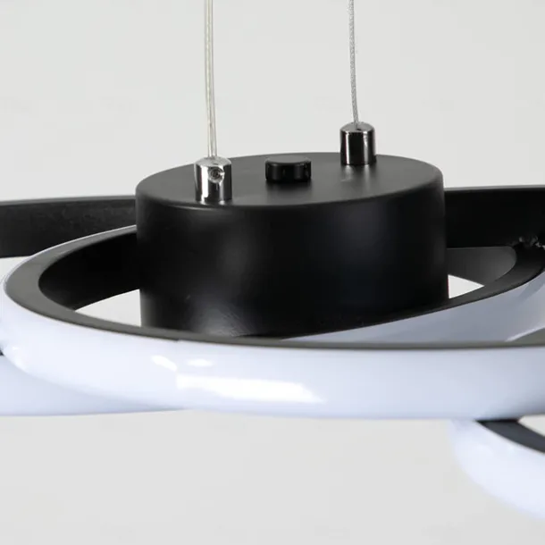 80W LED Ceiling Light Four Circle Adjustable Height Led Modern Restaurant Ceiling Light Gold and Black Suitable for Dining Room and Bedroom AC110V AC220V