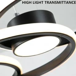 80W LED Ceiling Light Four Circle Adjustable Height Led Modern Restaurant Ceiling Light Gold and Black Suitable for Dining Room and Bedroom AC110V AC220V