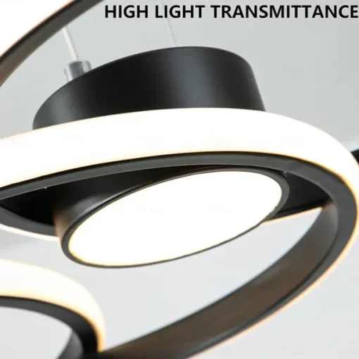 80W LED Ceiling Light Four Circle Adjustable Height Led Modern Restaurant Ceiling Light Gold and Black Suitable for Dining Room and Bedroom AC110V AC220V