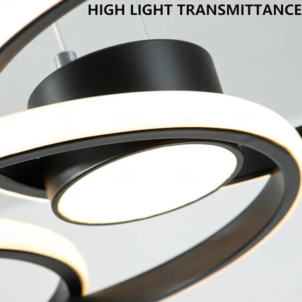 80W LED Ceiling Light Four Circle Adjustable Height Led Modern Restaurant Ceiling Light Gold and Black Suitable for Dining Room and Bedroom AC110V AC220V