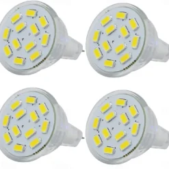 3W MR11 GU4 Led Bulb 300LM 3000K 6000K AC/DC12-24V Low Voltage Bulb Spotlight for Outdoor Landscape Track Lighting Non-Dimmable (4 pcs)