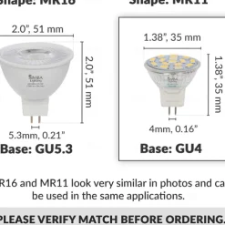 3W MR11 GU4 Led Bulb 300LM 3000K 6000K AC/DC12-24V Low Voltage Bulb Spotlight for Outdoor Landscape Track Lighting Non-Dimmable (4 pcs)