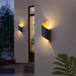15W Outdoor Weatherproof Wall Light 10.9in Large Size Modern LED Wall Lamp Black Gold / White Gold Cast Aluminum Wall Wash Light for Porch Garden Corridor Balcony Landscape AC85-265V