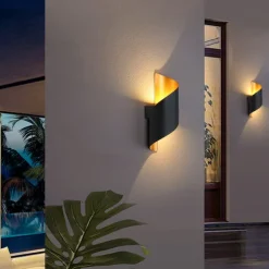15W Outdoor Weatherproof Wall Light 10.9in Large Size Modern LED Wall Lamp Black Gold / White Gold Cast Aluminum Wall Wash Light for Porch Garden Corridor Balcony Landscape AC85-265V