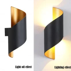 15W Outdoor Weatherproof Wall Light 10.9in Large Size Modern LED Wall Lamp Black Gold / White Gold Cast Aluminum Wall Wash Light for Porch Garden Corridor Balcony Landscape AC85-265V