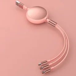 100W Super Fast Charge 3-in-1 Retractable Charging Cable For Apple Android Type-C USB Charge Car Multifunctional Mobile Phone Electronic Accessories