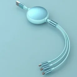 100W Super Fast Charge 3-in-1 Retractable Charging Cable For Apple Android Type-C USB Charge Car Multifunctional Mobile Phone Electronic Accessories