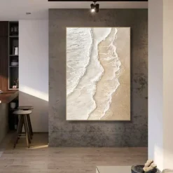 Wabi sabi art hand painted Coastal Beach Wave Oil Painting Set Large Wall Art Textured Canvas Hand Painted Ocean Seascape Modern Home Decor 3D Artwork painting christmas gift