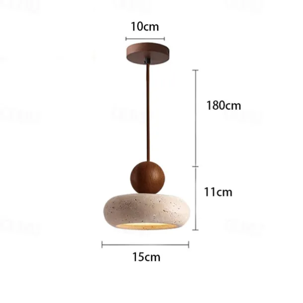 Wabi-Sabi Style Bedside Hanging Lighting Chandelier Fixture Yellow Travertine Small Pendant Light 85-265V