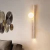 Wabi-sabi Wall Lamp Japanese Natural Travertine Wall Sconce LED Wall Mount Light Fixture Yellow Lime Stone Wall Lighting 110-240V 1-Light