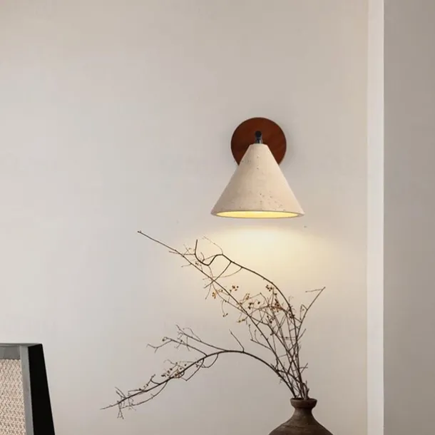 Wabi-Sabi Wall Sconce Yellow Travertine Natural Stone LED Lighting Fixture Indoor Lighting 85-265V