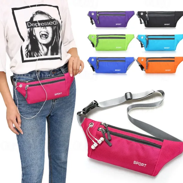 Waist Bag Men and Women Outdoor Sports Mobile Phone Waist Bag Nylon Waterproof Running Waist Bag Close-fitting Messenger Bag