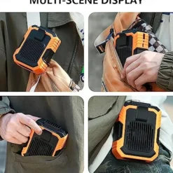 Waist Clip Fan with Power Bank – Anti-Drop Shock Absorption Bladeless Cooling Fan with Polymer Battery