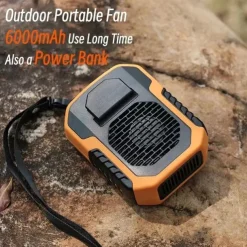 Waist Clip Fan with Power Bank – Anti-Drop Shock Absorption Bladeless Cooling Fan with Polymer Battery