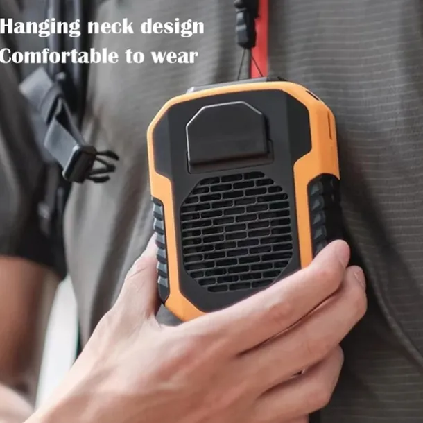 Waist Clip Fan with Power Bank – Anti-Drop Shock Absorption Bladeless Cooling Fan with Polymer Battery