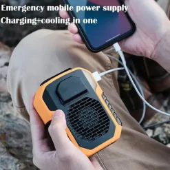 Waist Clip Fan with Power Bank – Anti-Drop Shock Absorption Bladeless Cooling Fan with Polymer Battery