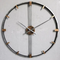 Wall Clock Art Large Modern Wall Clock Large Decor Art Wall Clocks Office Decor Minimalist Black Metal for Kitchen Bedroom Black 60cm