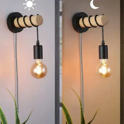Wall Lamps Cute Creative Vintage Traditional Classic Wall Sconces Indoor Wall Lights Dining Room Shops Cafes Wood Wall Light US Plug