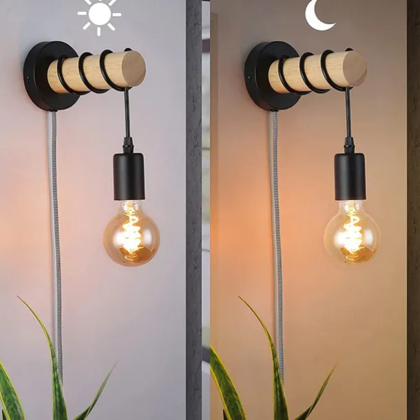 Wall Lamps Cute Creative Vintage Traditional Classic Wall Sconces Indoor Wall Lights Dining Room Shops Cafes Wood Wall Light US Plug