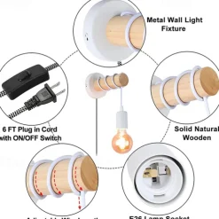 Wall Lamps Cute Creative Vintage Traditional Classic Wall Sconces Indoor Wall Lights Dining Room Shops Cafes Wood Wall Light US Plug